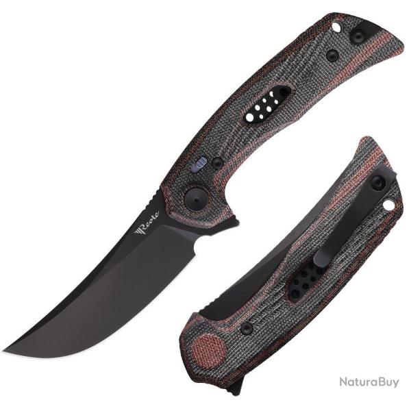 Couteau Reate PL-7 Red/Black Pivot Lock Lame Acier Nitro-V Blk Manche Micarta KIVT REA195