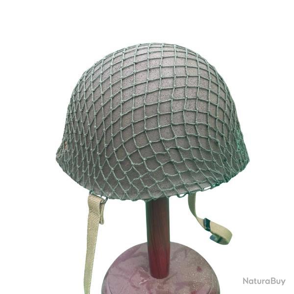 Casque M1 Grain + Jugulaire Premium Type Seconde Guerre Sans Liner, Avec filet