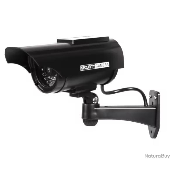 Camra Factice Fausse Camra De Scurit  nergie Solaire Antivol Avec Led Rouge Clignotante Noir