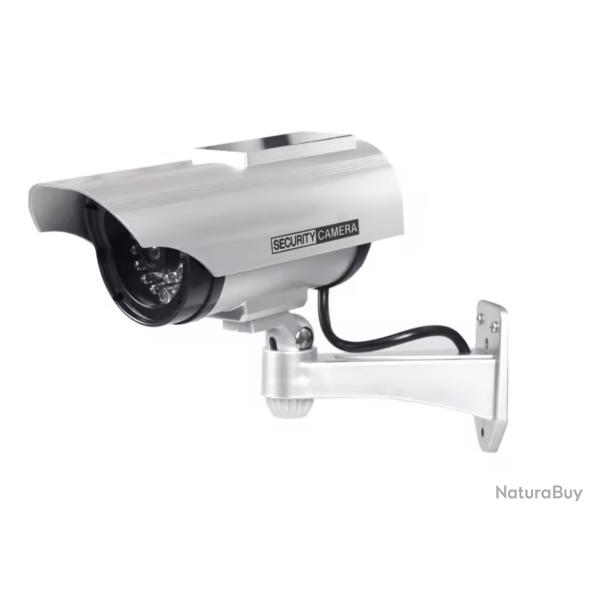 Camra Factice Fausse Camra De Scurit  nergie Solaire Antivol Avec Led Rouge Clignotante Silver