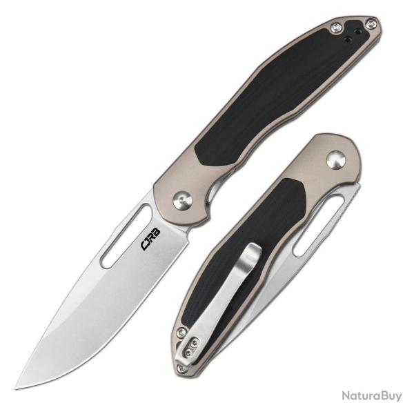 Couteau CJRB Droma Lame Acier AR-RPM9 Manche Alu Champagne/G10 KIVT Linerlock J1963BK