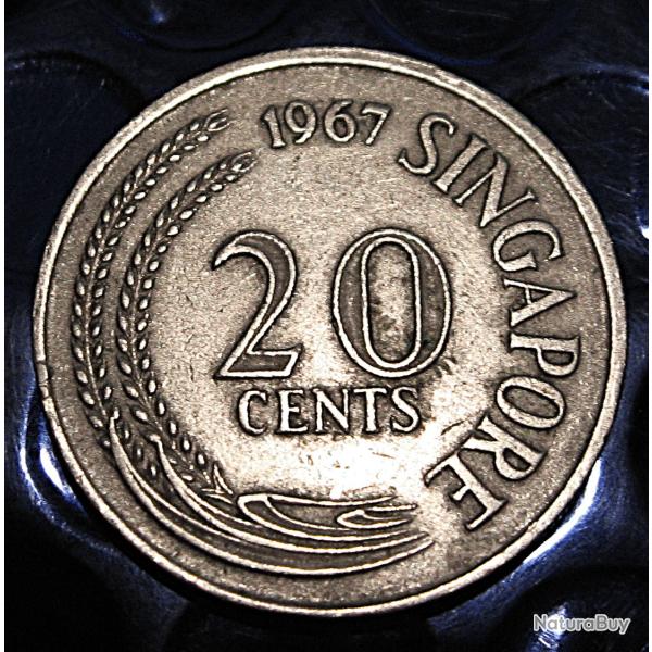 singapore piece de 20 cents de 1967  (espadon) ttb