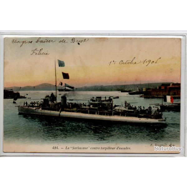 CPA - Marine Militaire - La " Sarbacane " contre torpilleur descadre  -N�3965