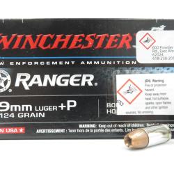 WINCHESTER 9X19 124GR JHP TETE EXPANSIVE +P X50