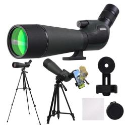 Longue Vue HD 25-75x80 BAK4 FMC Tr&eacute;pied R&eacute;glable Adaptateur Smartphone Observation Chasse Tir NOIR