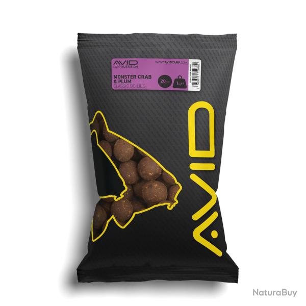 Bouillettes AVID Classic Monster Crab & Plum 20mm 1kg