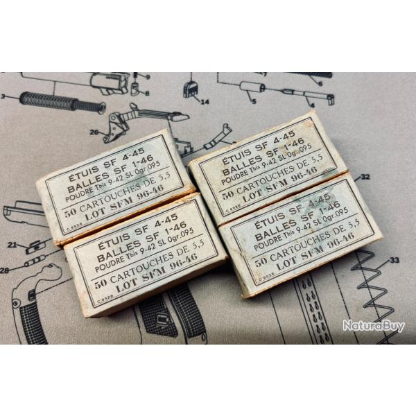 Lot 4 Botes de 22Lr de collection SFM de 1946 livraison gratuite pas de rserve