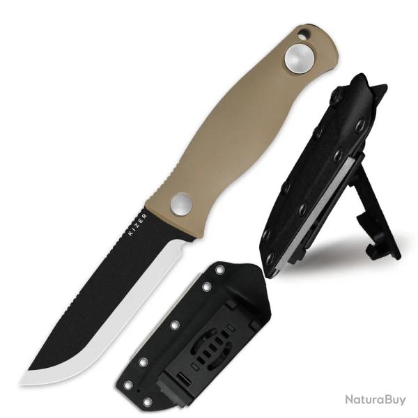 Couteau Kizer Polaris Lame Acier 1095 Manche G10 Tan Etui Kydex KI1100A4