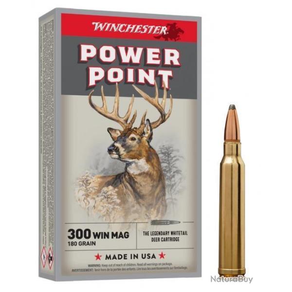YAHOO Pack 60 munitions WINCHESTER cal.300 Win Mag Power Point 180 grains - 11.7 grammes /20 X3