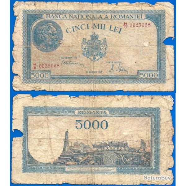 Roumanie 5000 Lei 1945 Serie H8 Billet Europe Centrale