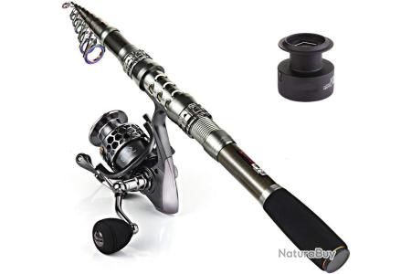 Canne à Pêche Télescopique Sougayilang + Moulinet + Sac - Noir - Kit Pêche Eau Douce
