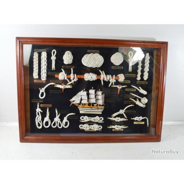 Cadre d�coration murale noeuds de marin, d�co marine, oc�an, bord de mer. Bateau voilier navire