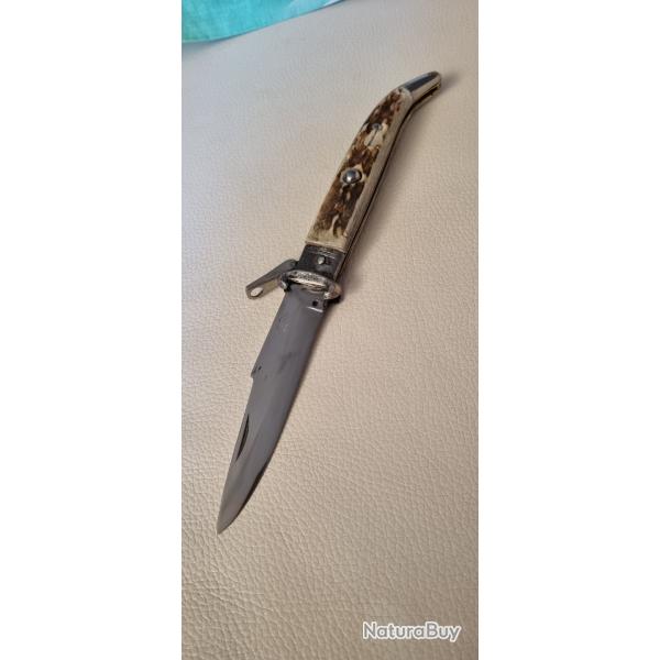 Rare Couteau automatique ancien italien Maserin & De Nardo Maniago type chasseur anne 70