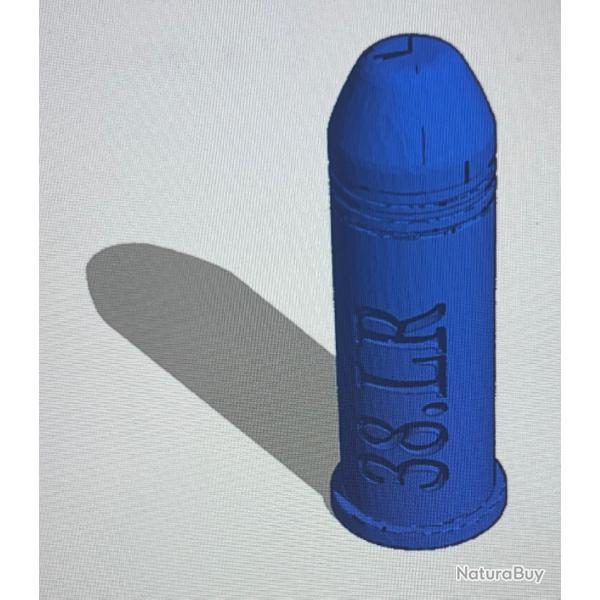 Cartouche factice de manipulation (3D) calibre 38LR (38 Long Rimfire)