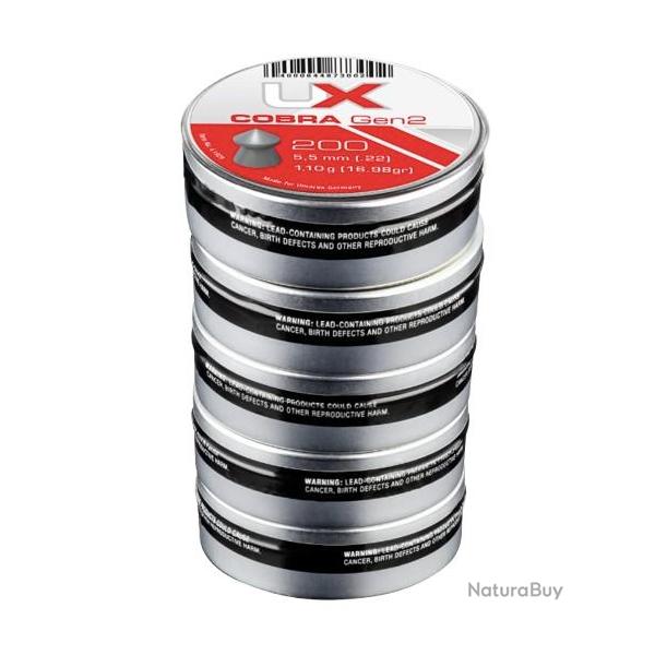 PLOMB POINTU "UX" COBRA GEN2 CAL 5.5 MM 1.10G CDTNMT 5X200