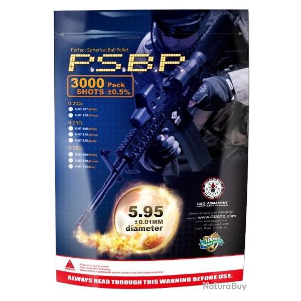 BILLES 0.25G PERFECT EN SACHET DE 3000 "G&G Armament"