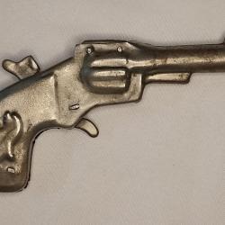 Pistolet jouet &agrave; bouchon en t&ocirc;le vintage 50/60 n&deg;3