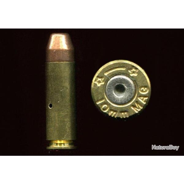 10 mm AUTO MAG - TRES RARE - marquage : * --- * 10 mm MAG - �tui 31.7 mm - balle tronconique