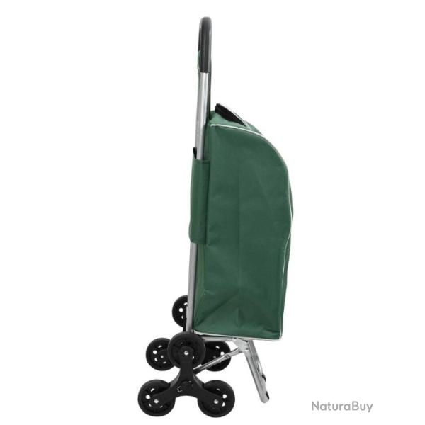 Chariot de courses vert en acier avec grimpeur d'escaliers - 38L, id�al pour march� et camping