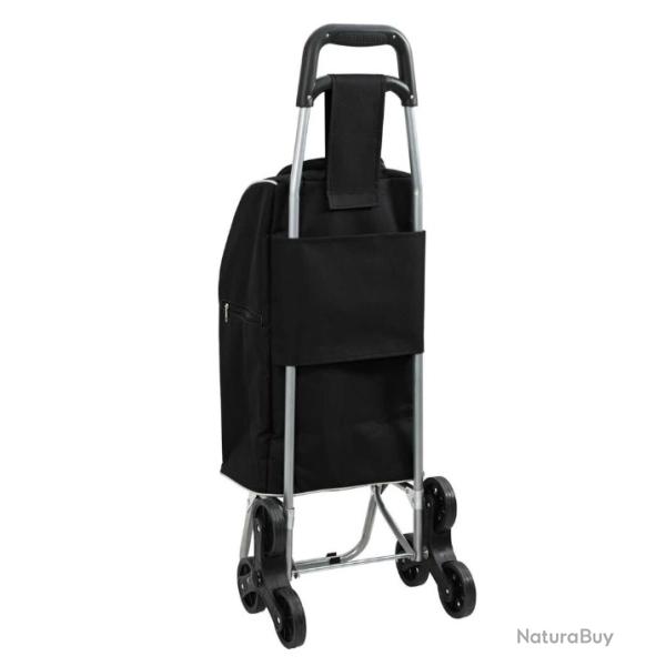 Chariot de courses noir en acier avec grimpeur d'escaliers - 38L, id�al pour march� et camping