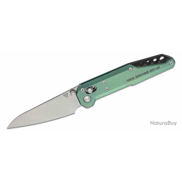 Couteau NOC Knives Dark Feather MT-27 Lame Acier M390 Manche Titane Vert Crossbar Lock NOCMT2720