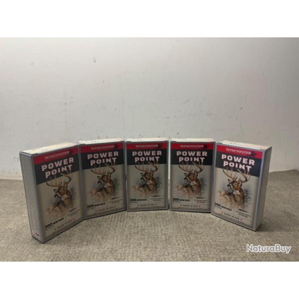 LOT DE 5 BOITES DE WINCHESTER POWER POINT CALIBRE 300 WIN MAG 180 GR- 1� sans prix de r�serve