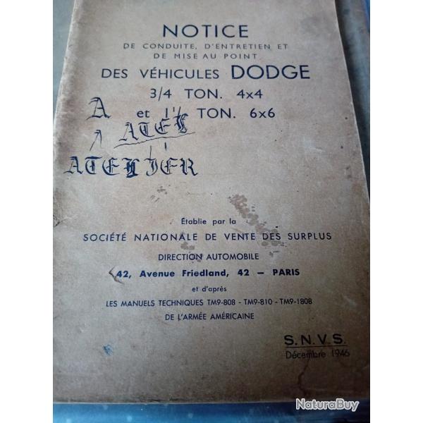 Notice des v�hicules DODGE 3/4 TON.4�4 & 1 1/2 TON.6�6