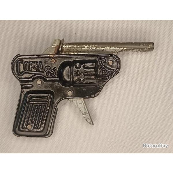 Pistolet jouet � amorce COPRA en t�le vintage 60/70 n�6