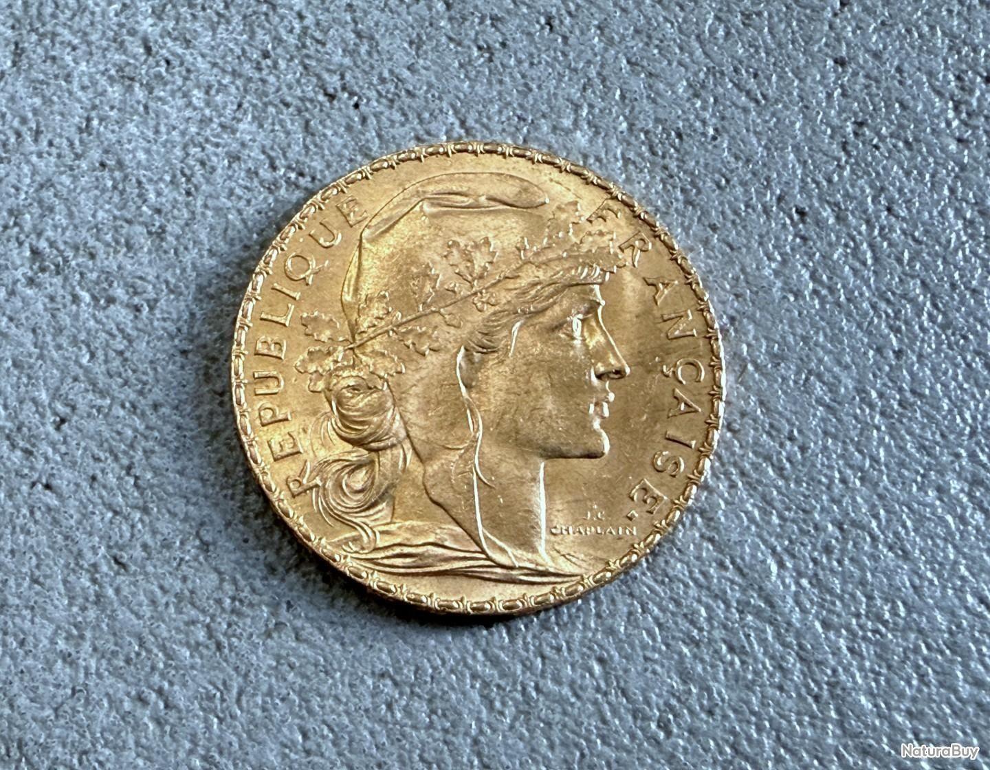 Broche En Or 18 Carats - Pièce 20 Francs Or Marianne - Occasion Parfait état