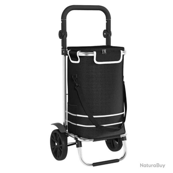 Chariot de course pliable noir 40L - Id�al pour femmes actives en ville, voyages et camping