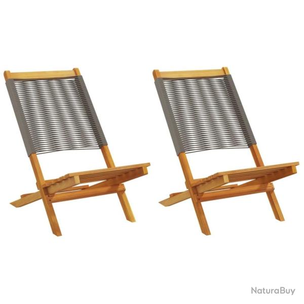 Chaises de jardin lot de 2 gris bois d'acacia et polypropylne