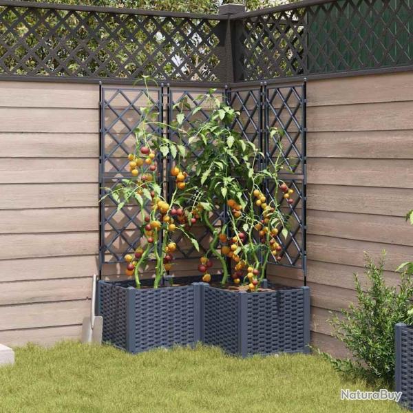 Planteur de jardin avec treillis 3 pcs gris 80x80x143 cm