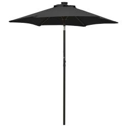 Parasol de jardin avec lumi&egrave;res LED noir 200x211 cm aluminium