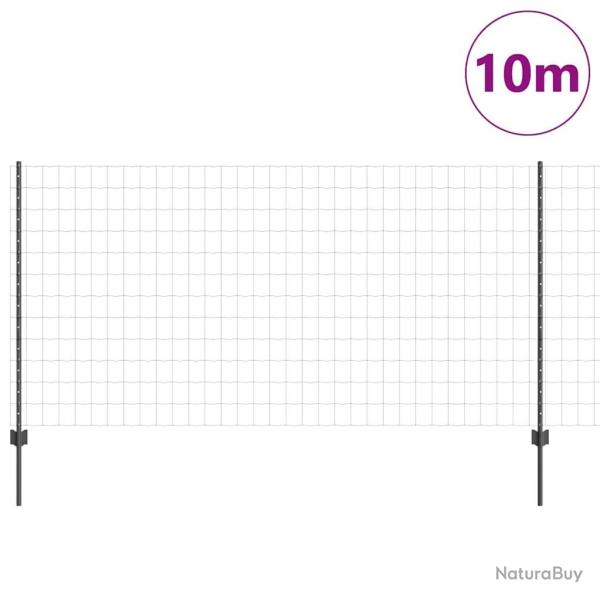 Cl�ture Euro avec 10 Poteaux Gris 1,2x10 m Acier