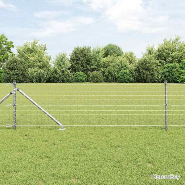 Ensemble de Poteaux de Cl�ture 7 pcs Argent �32mm 100 cm Acier