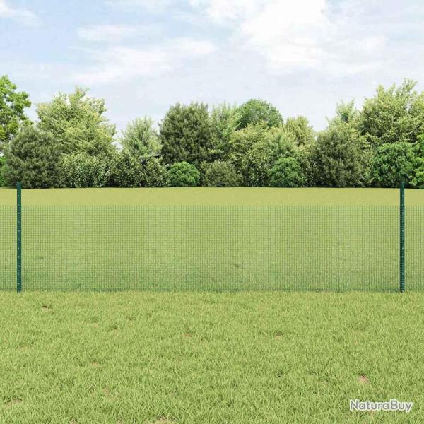 Cl�ture en fil soud� avec 11 poteaux en U Vert 0.5x25 m Acier