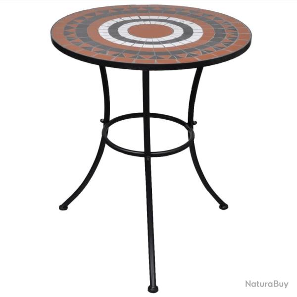 Table de bistro Terre cuite et blanc 60 cm Mosaque