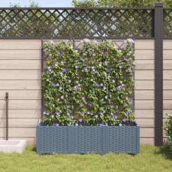 Jardini&egrave;re de jardin avec treillis 3 pcs gris clair 120x40x143 cm