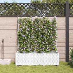 Jardini&egrave;re avec treillis 3 pcs blanche 120x40x143 cm