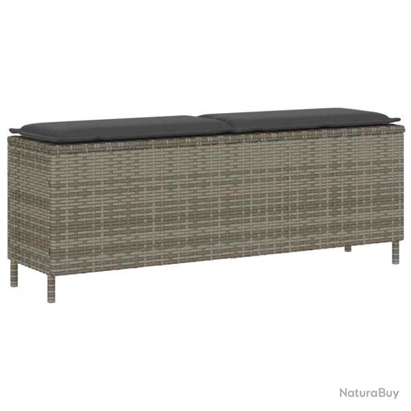 Banc de jardin avec coussin gris 110x30x40,5 cm rsine tresse