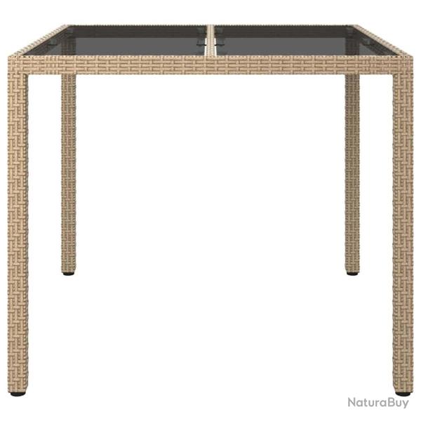Table de Salle  Manger de Jardin Beige 90x90x75 cm Poly Rattan