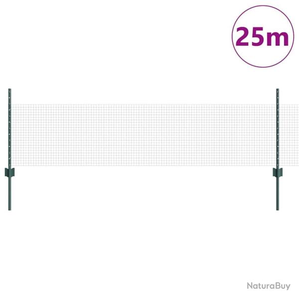 Cl�ture en treillis Set de 2 Vert PVC, M�tal 25 x 0,5 m Durable