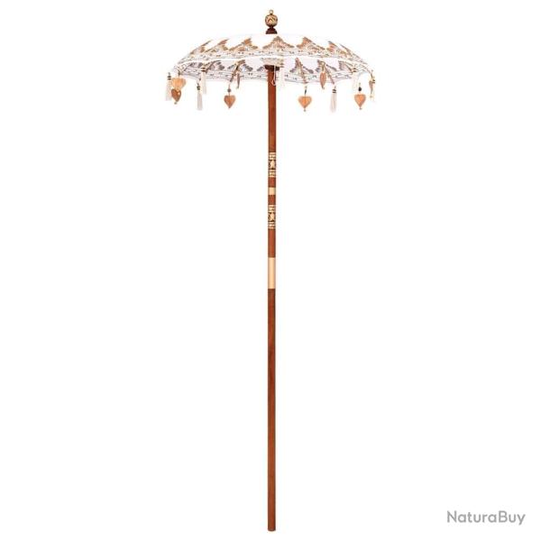Parasol balinais Autre Crme x 260 cm Coton et bois massif