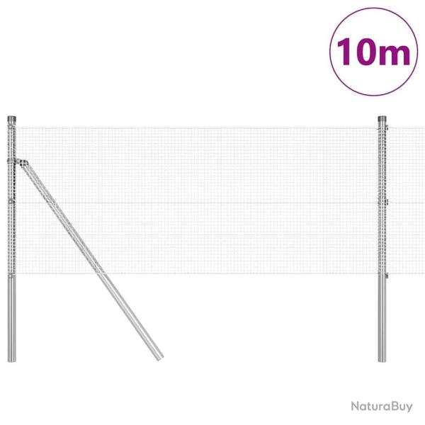 Cl�ture en fil soud� avec 7 poteaux 0.8x10 m Acier galvanis�