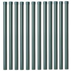 Poteaux de cl&ocirc;ture 12 pcs Vert 80 cm Acier peint par poudre