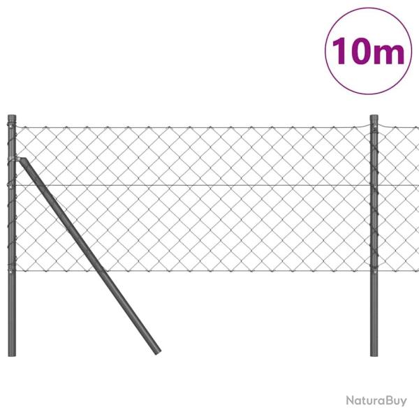 Jeu de Poteaux de Cl�ture Gris 0.6 x 10 m Acier galvanis�