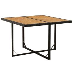 Table de jardin Noir 109x107x74 cm R&eacute;sine tress&eacute;e bois massif