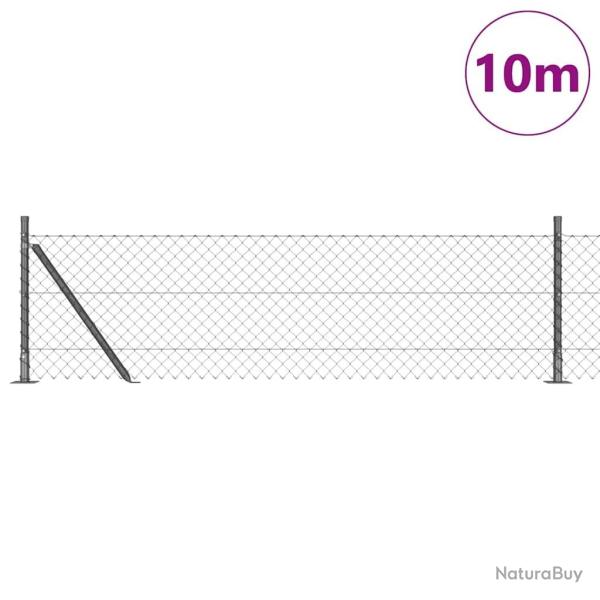 Jeu de Poteaux de Cl�ture Argent 10 x 0.4 m Acier galvanis�