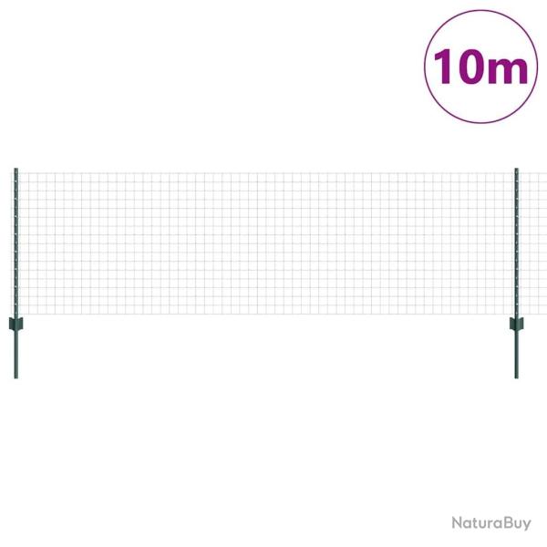 Cl�ture Euro avec 5 poteaux en U Verte 0,8x10 m Acier