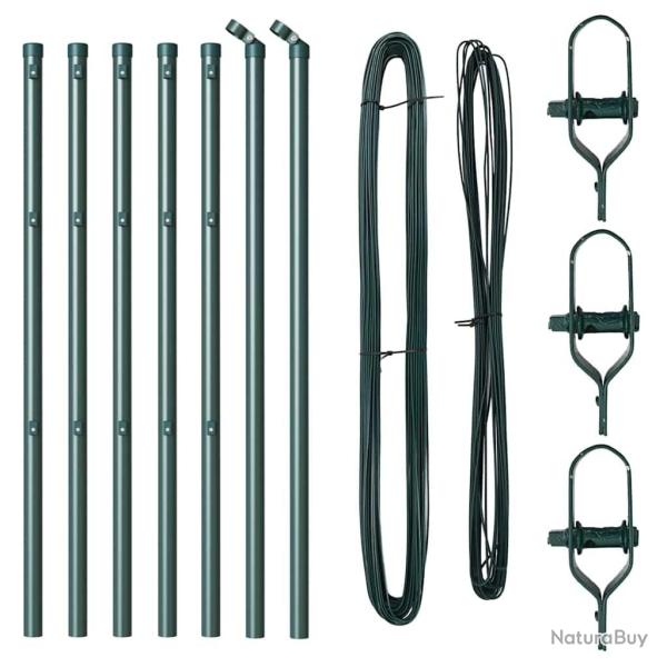 Poteaux de cl�ture 7 pcs Vert �32mm 160 cm M�tal